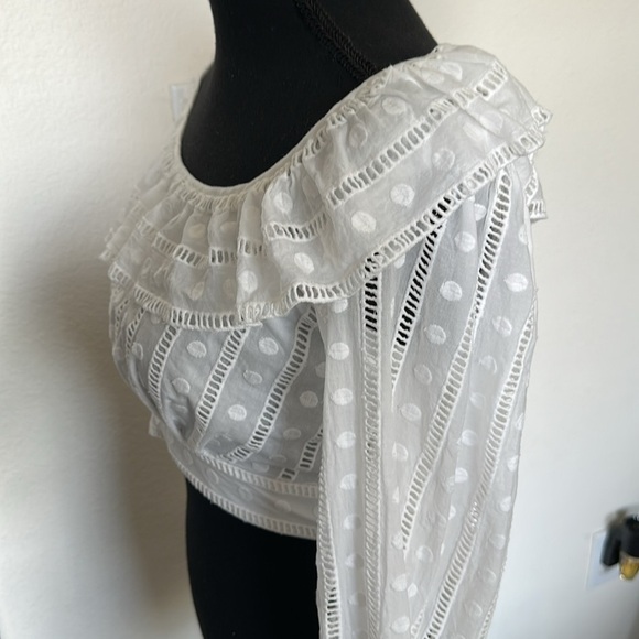 Acsense Elegant White Ruffled Women's Top - Picture 5 of 6